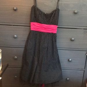 black w/ white dots & pink sash